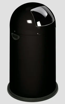 PROREGAL Klassischer Abfallsammler Mit Einwurfklappe Inneneinsatz 33 Liter HxBxT 69 x 42,5 x 42,5 cm Verzinkter Stahl Schwarz