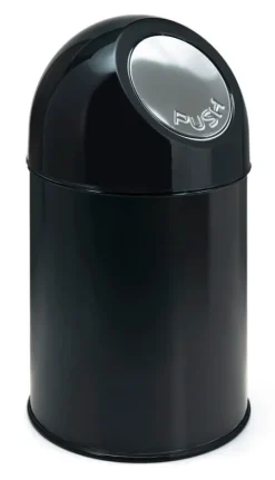 PROREGAL Klassischer Abfallbehälter Mit Pushdeckel 30 Liter HxBxT 56 x 31 x 31 cm Metall Schwarz