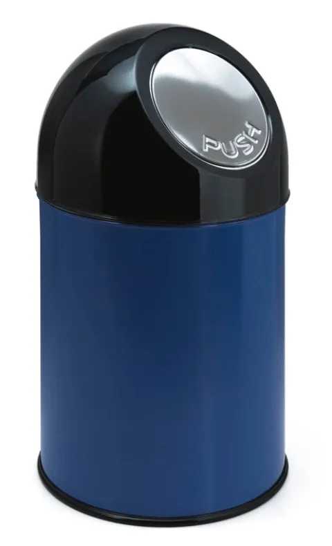PROREGAL Klassischer Abfallbehälter Mit Pushdeckel 30 Liter HxBxT 56 x 31 x 31 cm Metall Blau