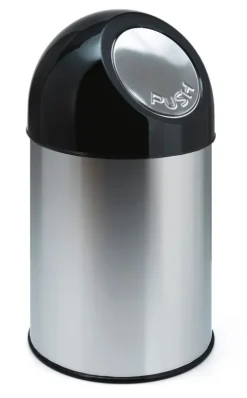 PROREGAL Klassischer Abfallbehälter Mit Pushdeckel 30 Liter HxBxT 56 x 31 x 31 cm Metall Edelstahl