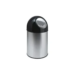 PROREGAL Klassischer Abfallbehälter Mit Pushdeckel 30 Liter HxBxT 56 x 31 x 31 cm Metall Edelstahl