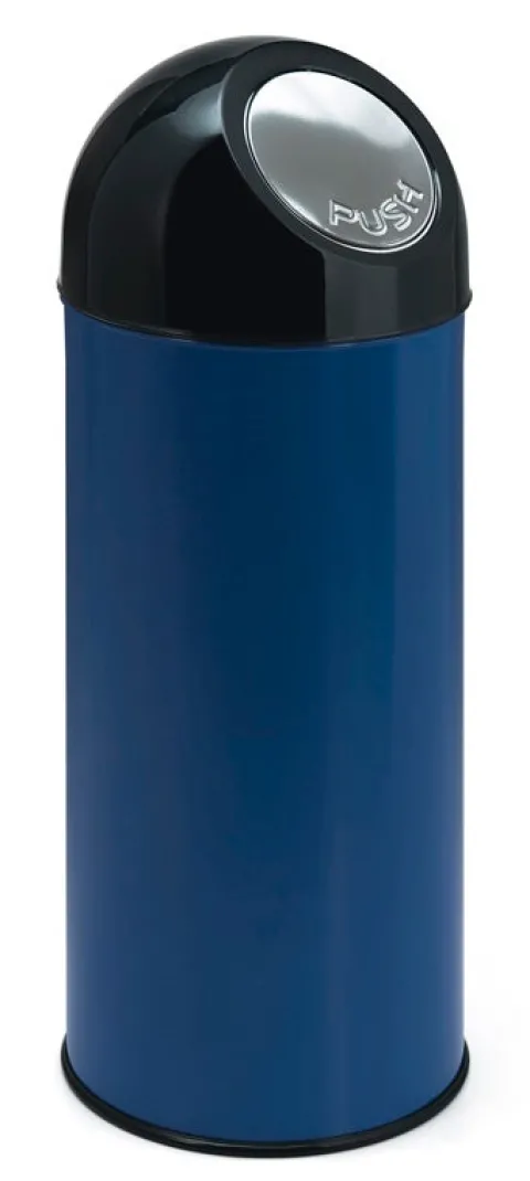 PROREGAL Klassischer Abfallbehälter Mit Pushdeckel 55 Liter HxBxT 84 x 31 x 31 cm Metall Blau