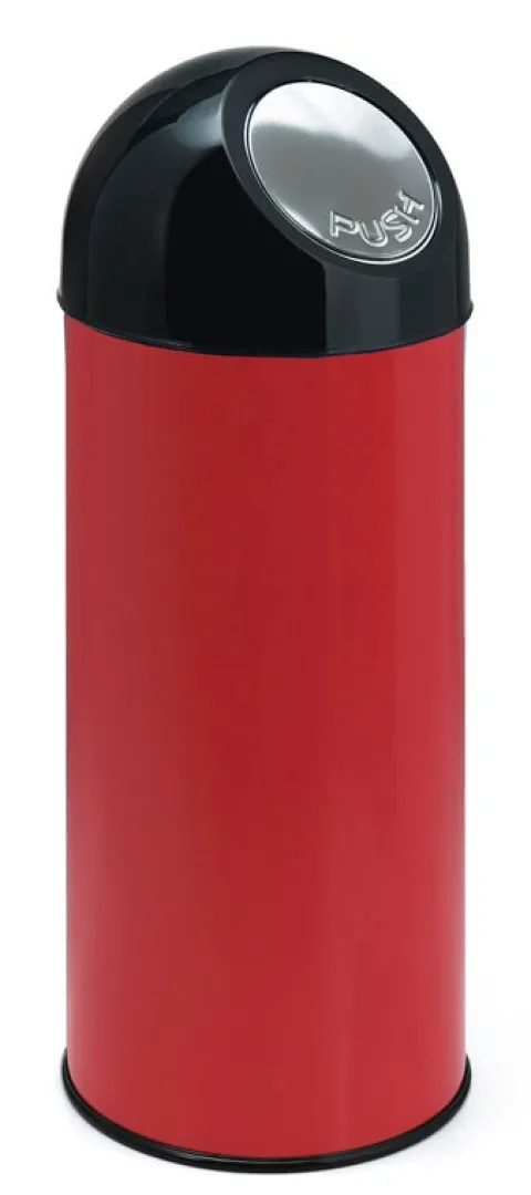 PROREGAL Klassischer Abfallbehälter Mit Pushdeckel 55 Liter HxBxT 84 x 31 x 31 cm Metall Rot