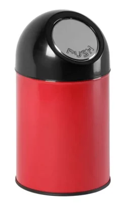 PROREGAL Klassischer Abfallbehälter Mit Pushdeckel 30 Liter HxBxT 56 x 31 x 31 cm Metall Rot