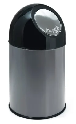 PROREGAL Klassischer Abfallbehälter Mit Pushdeckel 30 Liter HxBxT 56 x 31 x 31 cm Metall Metallik Grau