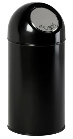PROREGAL Klassischer Abfallbehälter Mit Pushdeckel 40 Liter HxBxT 67 x 31 x 31 cm Metall Schwarz