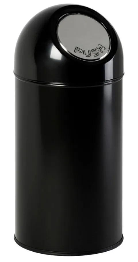 PROREGAL Klassischer Abfallbehälter Mit Pushdeckel 40 Liter HxBxT 67 x 31 x 31 cm Metall Schwarz