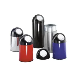 PROREGAL Klassischer Abfallbehälter Mit Pushdeckel 40 Liter HxBxT 67 x 31 x 31 cm Metall Schwarz