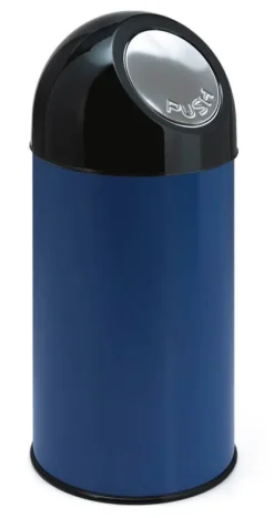 PROREGAL Klassischer Abfallbehälter Mit Pushdeckel 40 Liter HxBxT 67 x 31 x 31 cm Metall Blau