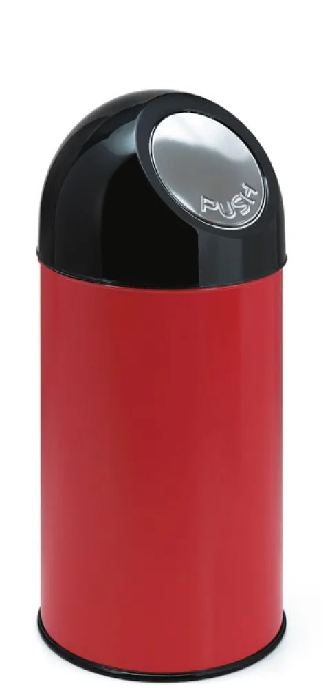 PROREGAL Klassischer Abfallbehälter Mit Pushdeckel 40 Liter HxBxT 67 x 31 x 31 cm Metall Rot