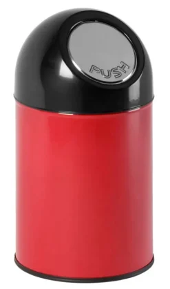 PROREGAL Klassischer Abfallbehälter Mit Pushdeckel und Inneneimer 30 Liter HxBxT 56 x 31 x 31 cm Metall Rot