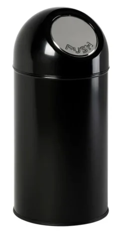 PROREGAL Klassischer Abfallbehälter Mit Pushdeckel und Inneneimer 40 Liter HxBxT 67 x 31 x 31 cm Metall Schwarz