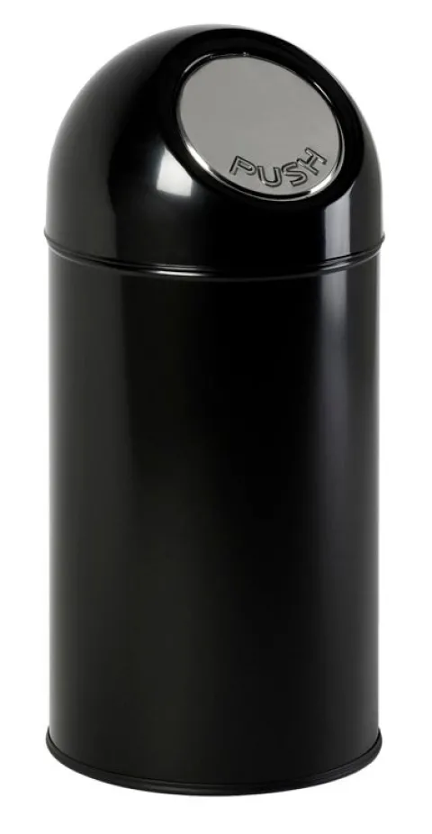PROREGAL Klassischer Abfallbehälter Mit Pushdeckel und Inneneimer 40 Liter HxBxT 67 x 31 x 31 cm Metall Schwarz