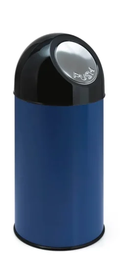 PROREGAL Klassischer Abfallbehälter Mit Pushdeckel und Inneneimer 40 Liter HxBxT 67 x 31 x 31 cm Metall Blau