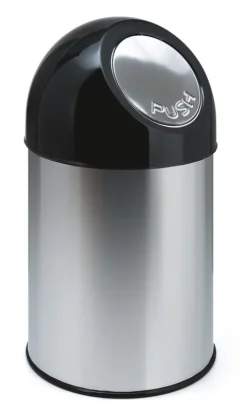 PROREGAL Klassischer Abfallbehälter Mit Pushdeckel und Inneneimer 30 Liter HxBxT 56 x 31 x 31 cm Metall Edelstahl