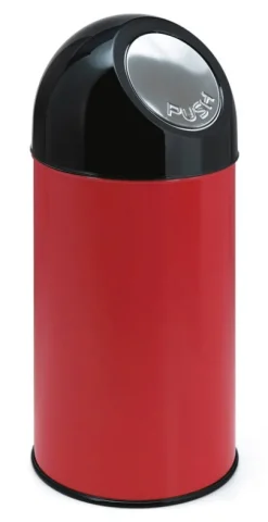 PROREGAL Klassischer Abfallbehälter Mit Pushdeckel und Inneneimer 40 Liter HxBxT 67 x 31 x 31 cm Metall Rot