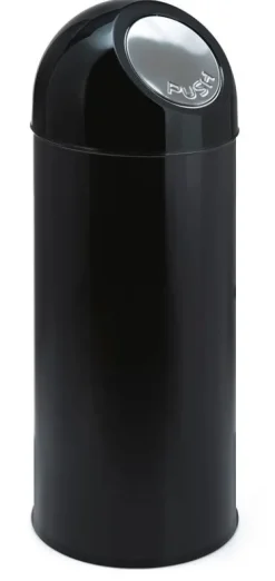 PROREGAL Klassischer Abfallbehälter Mit Pushdeckel 55 Liter HxBxT 84 x 31 x 31 cm Metall Schwarz