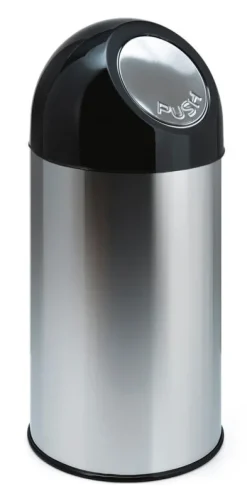 PROREGAL Klassischer Abfallbehälter Mit Pushdeckel und Inneneimer 40 Liter HxBxT 67 x 31 x 31 cm Metall Edelstahl