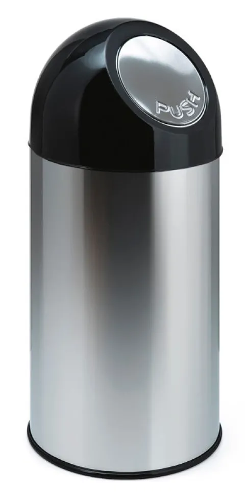 PROREGAL Klassischer Abfallbehälter Mit Pushdeckel und Inneneimer 40 Liter HxBxT 67 x 31 x 31 cm Metall Edelstahl