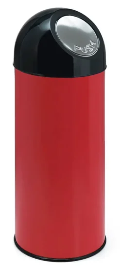PROREGAL Klassischer Abfallbehälter Mit Pushdeckel und Inneneimer 55 Liter HxBxT 84 x 31 x 31 cm Metall Rot