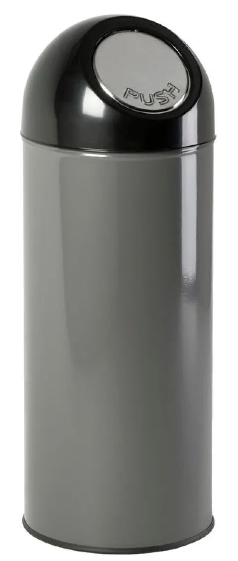 PROREGAL Klassischer Abfallbehälter Mit Pushdeckel und Inneneimer 55 Liter HxBxT 84 x 31 x 31 cm Metall Metallik Grau
