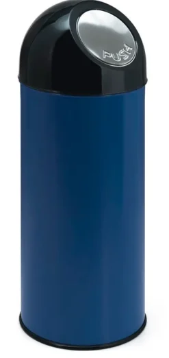 PROREGAL Klassischer Abfallbehälter Mit Pushdeckel und Inneneimer 55 Liter HxBxT 84 x 31 x 31 cm Metall Blau