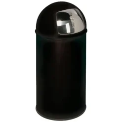 PROREGAL Klassischer Abfallsammler Mit Einwurfklappe Inneneinsatz 35 Liter HxBxT 74 x 35 x 35 cm Verzinkter Stahl Schwarz