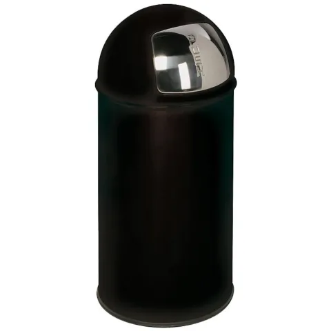 PROREGAL Klassischer Abfallsammler Mit Einwurfklappe Inneneinsatz 35 Liter HxBxT 74 x 35 x 35 cm Verzinkter Stahl Schwarz