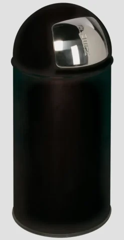 PROREGAL Klassischer Abfallsammler Mit Einwurfklappe Inneneinsatz 35 Liter HxBxT 74 x 35 x 35 cm Verzinkter Stahl Schwarz