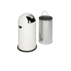 PROREGAL Klassischer Abfallsammler Mit Einwurfklappe Inneneinsatz 22 Liter HxBxT 64 x 40 x 40 cm Verzinkter Stahl Weiß