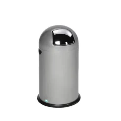 PROREGAL Klassischer Abfallsammler Mit Einwurfklappe Inneneinsatz 22 Liter HxBxT 64 x 40 x 40 cm Verzinkter Stahl Silber