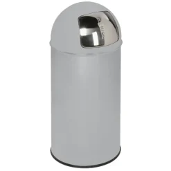 PROREGAL Klassischer Abfallsammler Mit Einwurfklappe Inneneinsatz 35 Liter HxBxT 74 x 35 x 35 cm Verzinkter Stahl Silber