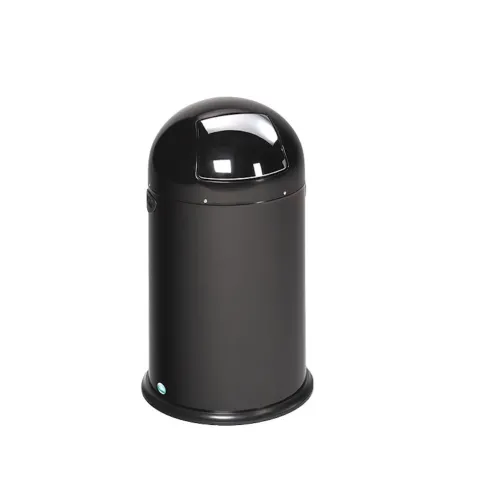 PROREGAL Klassischer Abfallsammler Mit Einwurfklappe Inneneinsatz 22 Liter HxBxT 64 x 40 x 40 cm Verzinkter Stahl Schwarz