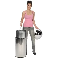 PROREGAL Klassischer Abfallsammler Mit Einwurfklappe Inneneinsatz 35 Liter HxBxT 74 x 35 x 35 cm Edelstahl Poliert