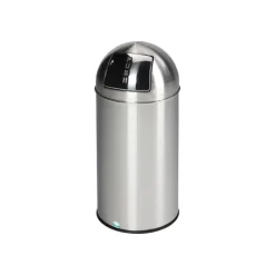 PROREGAL Klassischer Abfallsammler Mit Einwurfklappe Inneneinsatz 35 Liter HxBxT 74 x 35 x 35 cm Edelstahl Matt