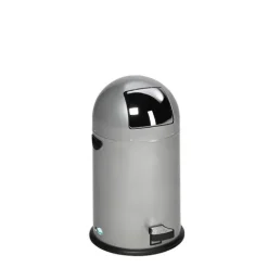 PROREGAL Klassischer Abfallsammler Mit Einwurfklappe Inneneinsatz Fußpedal 22 Liter HxBxT 64 x 40 x 40 cm Verzinkter Stahl Silber