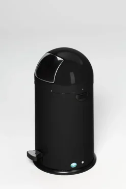 PROREGAL Klassischer Abfallsammler Mit Einwurfklappe Inneneinsatz Fußpedal 22 Liter HxBxT 64 x 40 x 40 cm Verzinkter Stahl Schwarz