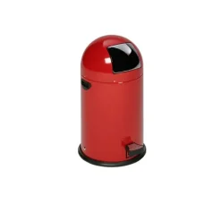 PROREGAL Klassischer Abfallsammler Mit Einwurfklappe Inneneinsatz Fußpedal 22 Liter HxBxT 64 x 40 x 40 cm Verzinkter Stahl Rot