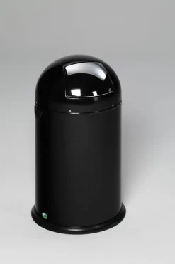 PROREGAL Klassischer Abfallsammler Mit Einwurfklappe Inneneinsatz 40 Liter HxBxT 73 x 46,5 x 46,5 cm Verzinkter Stahl Schwarz