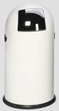 PROREGAL Klassischer Abfallsammler Mit Einwurfklappe Inneneinsatz 40 Liter HxBxT 73 x 46,5 x 46,5 cm Verzinkter Stahl Weiß