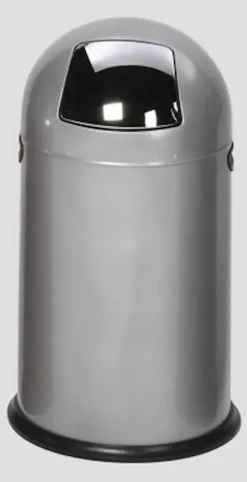 PROREGAL Klassischer Abfallsammler Mit Einwurfklappe Inneneinsatz 40 Liter HxBxT 73 x 46,5 x 46,5 cm Verzinkter Stahl Silber