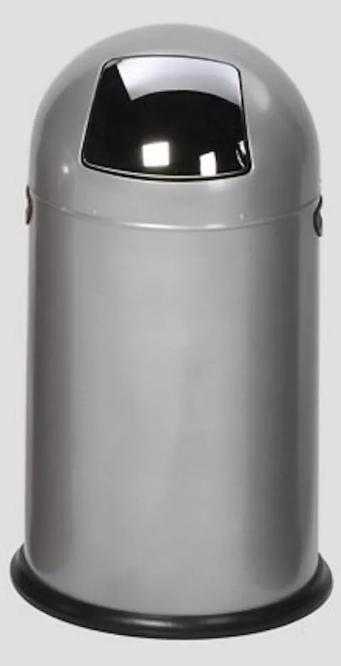 PROREGAL Klassischer Abfallsammler Mit Einwurfklappe Inneneinsatz 40 Liter HxBxT 73 x 46,5 x 46,5 cm Verzinkter Stahl Silber