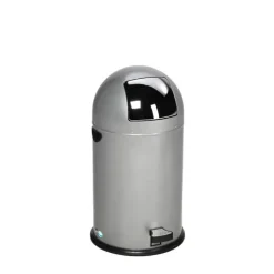 PROREGAL Klassischer Abfallsammler Mit Einwurfklappe Inneneinsatz Fußpedal 33 Liter HxBxT 69 x 42,5 x 42,5 cm Verzinkter Stahl Silber