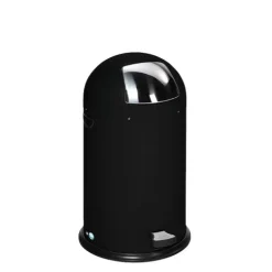 PROREGAL Klassischer Abfallsammler Mit Einwurfklappe Inneneinsatz Fußpedal 40 Liter HxBxT 73 x 46,5 x 46,5 cm Verzinkter Stahl Schwarz