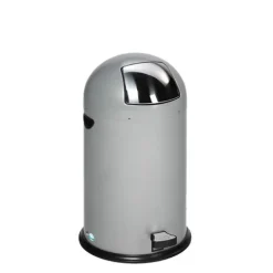 PROREGAL Klassischer Abfallsammler Mit Einwurfklappe Inneneinsatz Fußpedal 40 Liter HxBxT 73 x 46,5 x 46,5 cm Verzinkter Stahl Silber