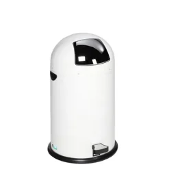 PROREGAL Klassischer Abfallsammler Mit Einwurfklappe Inneneinsatz Fußpedal 40 Liter HxBxT 73 x 46,5 x 46,5 cm Verzinkter Stahl Weiß