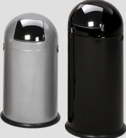 PROREGAL Klassischer Abfallsammler Mit Einwurfklappe Inneneinsatz 52 Liter HxBxT 88 x 46,5 x 46,5 cm Verzinkter Stahl Schwarz