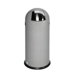 PROREGAL Klassischer Abfallsammler Mit Einwurfklappe Inneneinsatz 52 Liter HxBxT 88 x 46,5 x 46,5 cm Verzinkter Stahl Silber