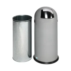 PROREGAL Klassischer Abfallsammler Mit Einwurfklappe Inneneinsatz 52 Liter HxBxT 88 x 46,5 x 46,5 cm Verzinkter Stahl Silber