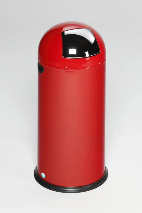 PROREGAL Klassischer Abfallsammler Mit Einwurfklappe Inneneinsatz 52 Liter HxBxT 88 x 46,5 x 46,5 cm Verzinkter Stahl Rot